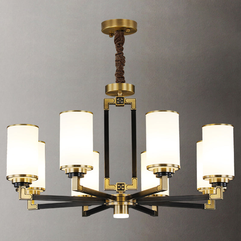 Witte glazen cilinder plafond hanger moderne stijl multi -lights kroonluchter verlichting