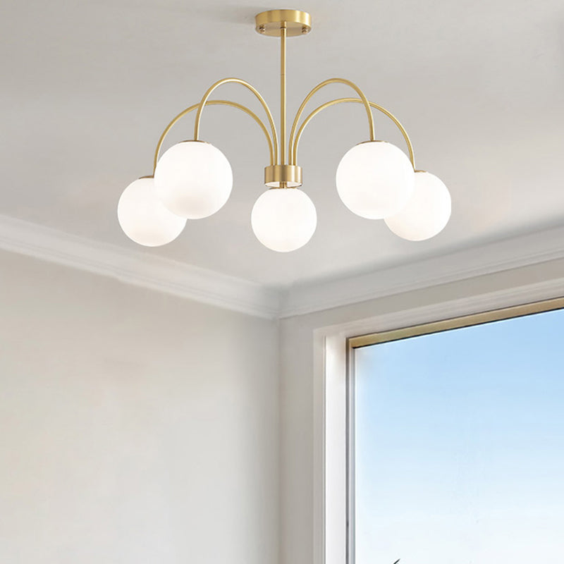 Luci multi -luci a sospensione a sospensione a sospensione a sospensione moderna lampadario a soffitto in vetro di latte