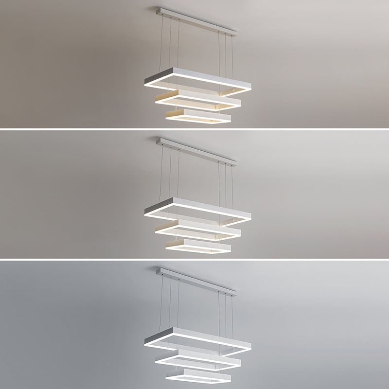 Moderne kroonluchters voor eetkamer Meerdere vierkanten Opgebroken verlichtingsarmaturen voor woonkamer