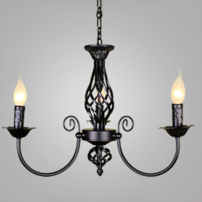 Zwarte multi -lichten hangende verlichtingsarmaturen moderne stijl gebogen metalen kroonluchter verlichting