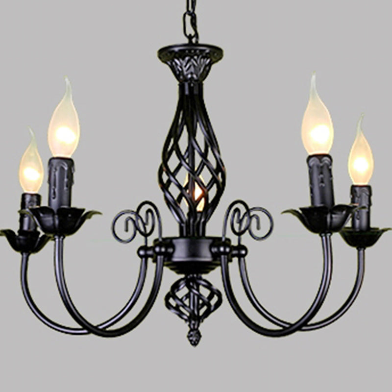 Zwarte multi -lichten hangende verlichtingsarmaturen moderne stijl gebogen metalen kroonluchter verlichting