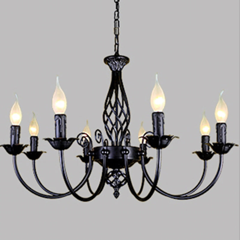 Zwarte multi -lichten hangende verlichtingsarmaturen moderne stijl gebogen metalen kroonluchter verlichting