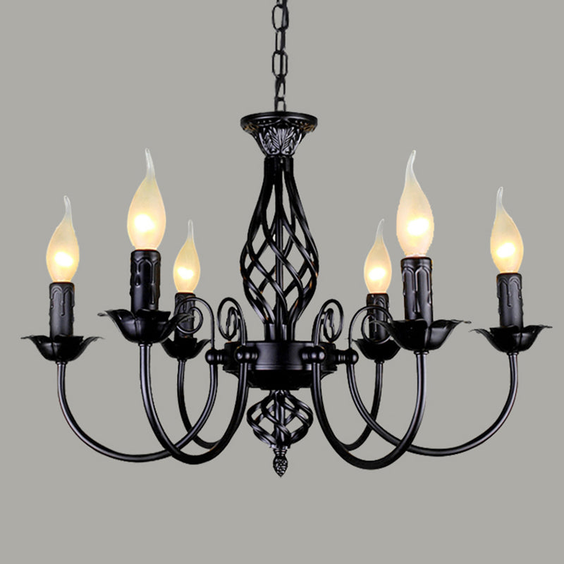 Zwarte multi -lichten hangende verlichtingsarmaturen moderne stijl gebogen metalen kroonluchter verlichting