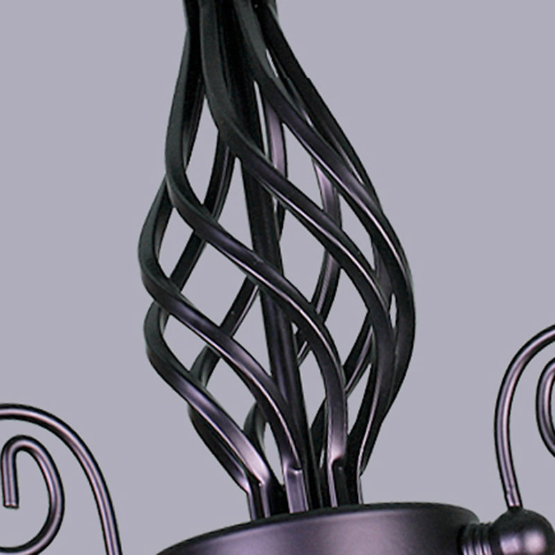 Zwarte multi -lichten hangende verlichtingsarmaturen moderne stijl gebogen metalen kroonluchter verlichting