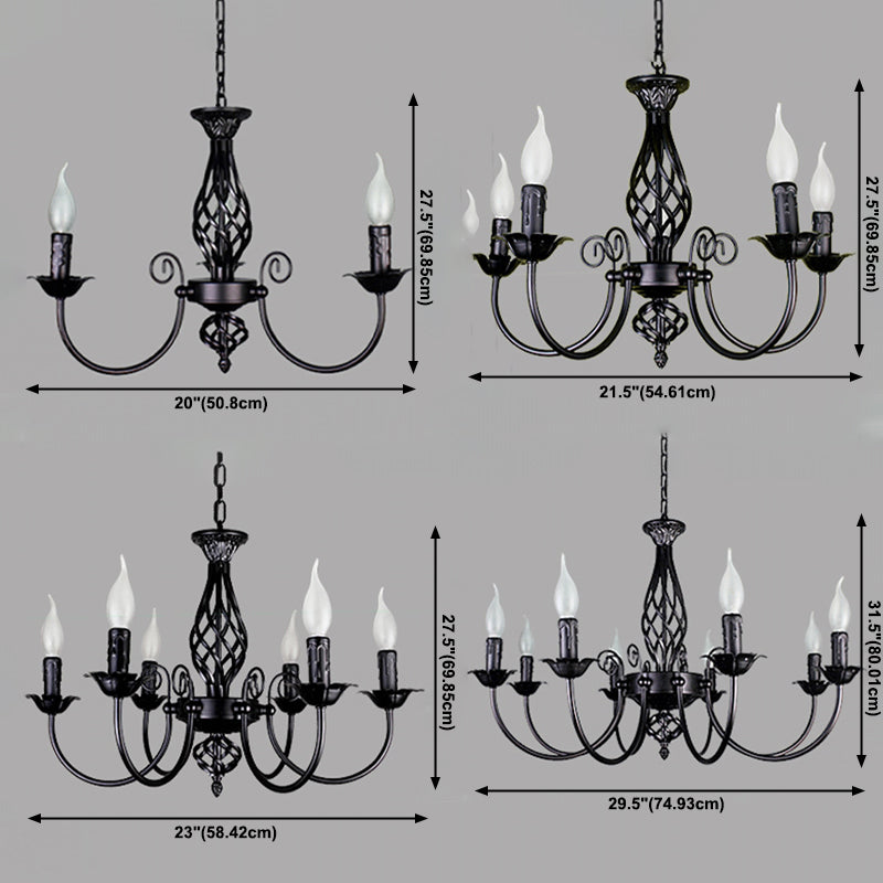 Zwarte multi -lichten hangende verlichtingsarmaturen moderne stijl gebogen metalen kroonluchter verlichting