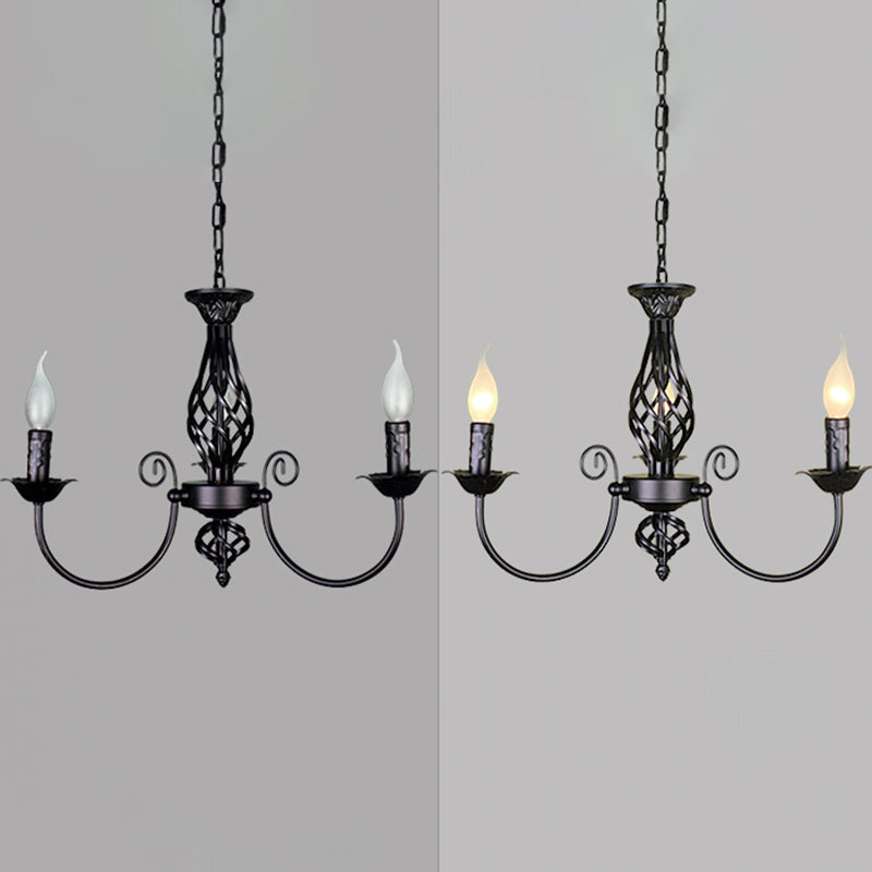 Zwarte multi -lichten hangende verlichtingsarmaturen moderne stijl gebogen metalen kroonluchter verlichting