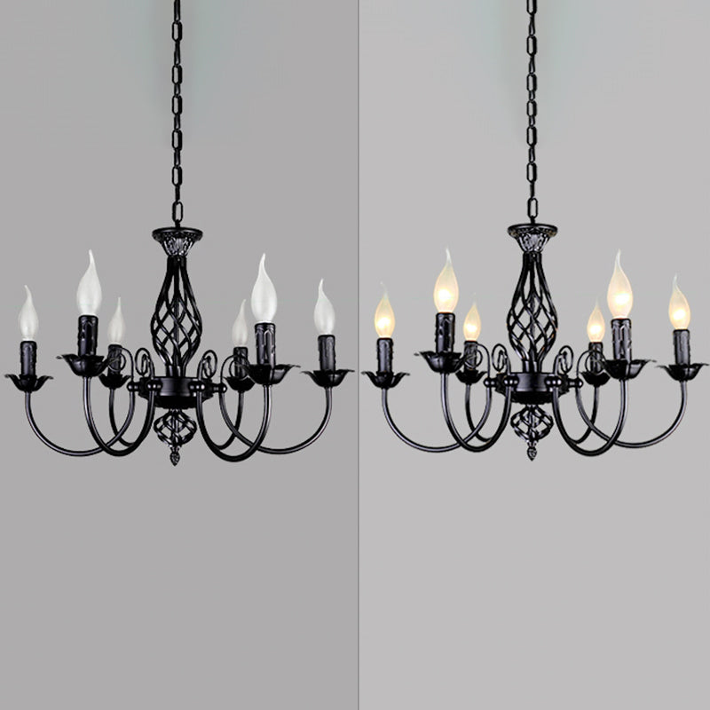 Zwarte multi -lichten hangende verlichtingsarmaturen moderne stijl gebogen metalen kroonluchter verlichting