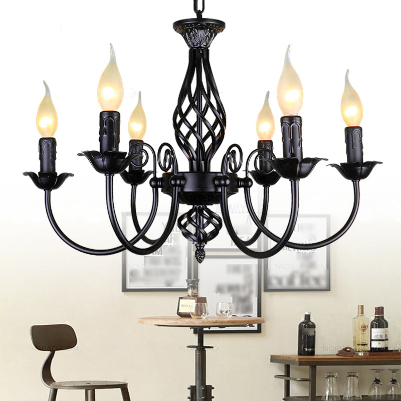 Zwarte multi -lichten hangende verlichtingsarmaturen moderne stijl gebogen metalen kroonluchter verlichting