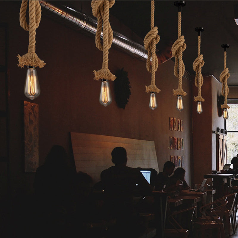 Rope Pendant Lighting Fixtures Industrial Multi Light Hanging Ceiling Lights