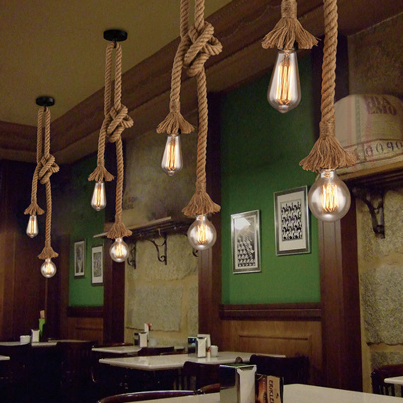 Rope Pendant Lighting Fixtures Industrial Multi Light Hanging Ceiling Lights