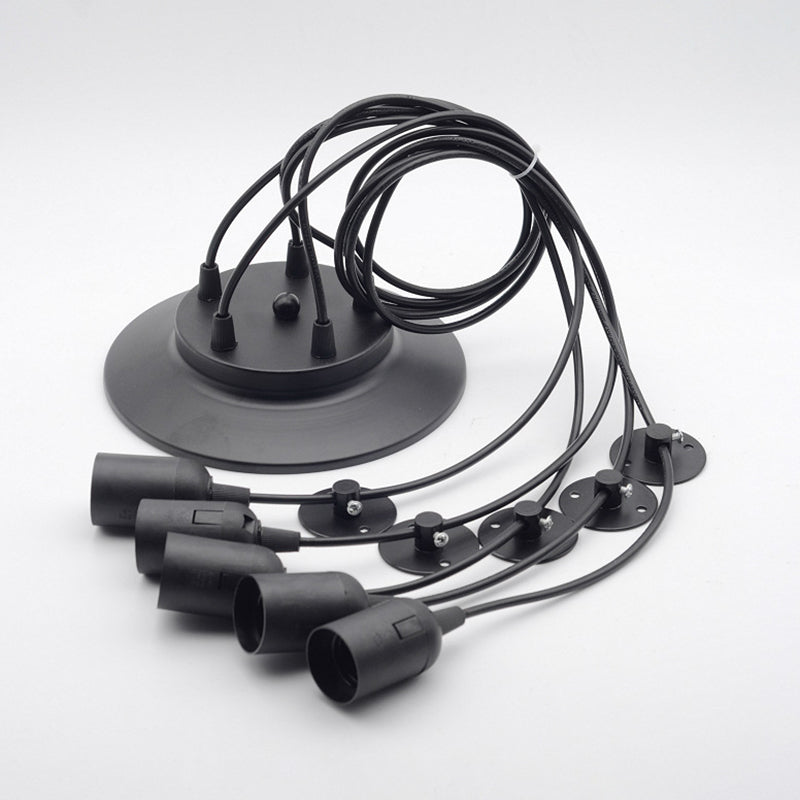 Black Industrial Pendant Light, Industrial Metal Hanging Lamp with Long Rope