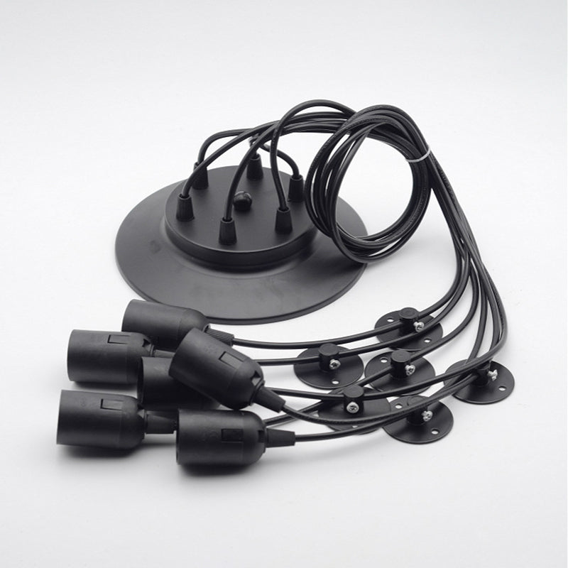 Black Industrial Pendant Light, Industrial Metal Hanging Lamp with Long Rope