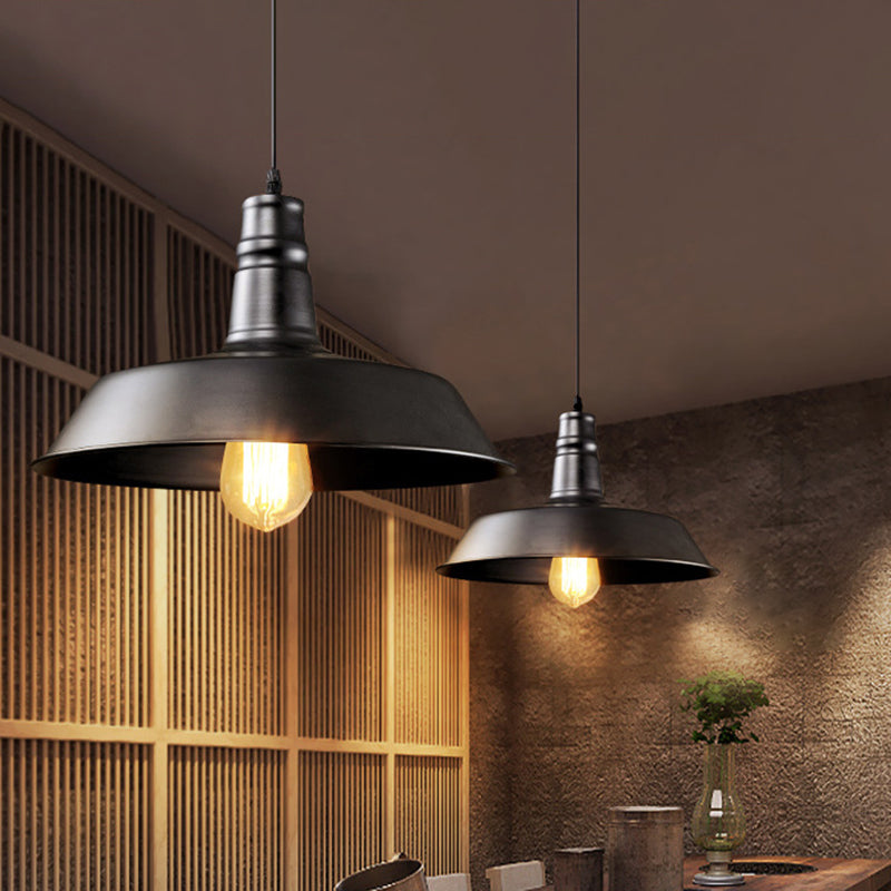 Modern Industrial Barn Shade Hanging Light, Metal 1-Light Pendant Lighting