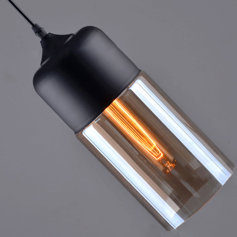 Lampada a sospensione in vetro trasparente a 1 luce, luce sospesa industriale contemporanea con top metallico