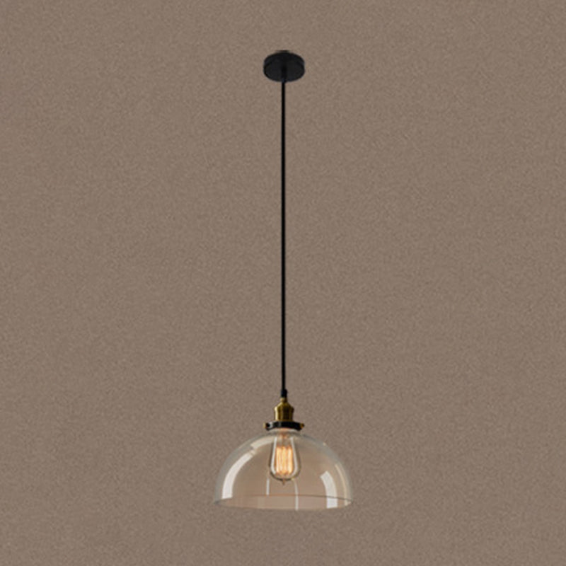 1-Light Clear Glass Pendant Lamp, Contemporary Industrial Hanging Light for Restaurant
