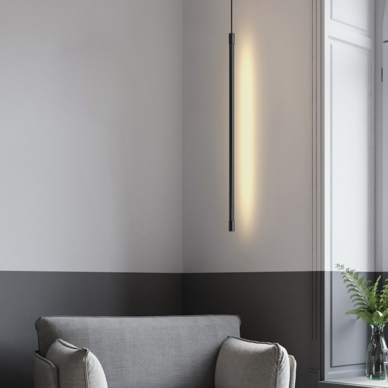 Minimalistische moderne lineare hängende Lampe Metall 1 Licht Anhänger Licht für Wohnzimmer am Nacht