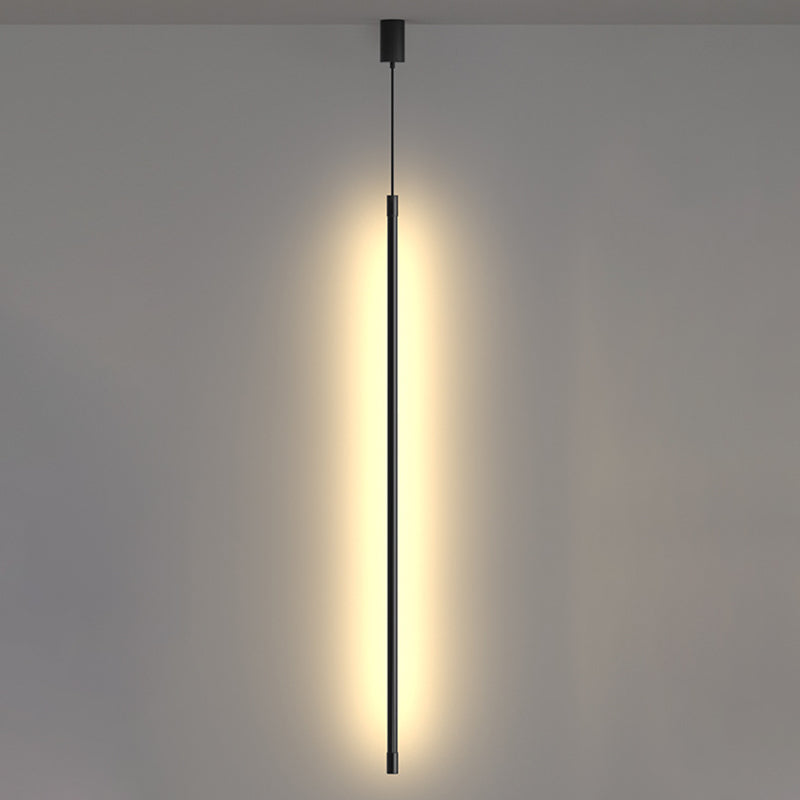 Minimalistische moderne lineare hängende Lampe Metall 1 Licht Anhänger Licht für Wohnzimmer am Nacht