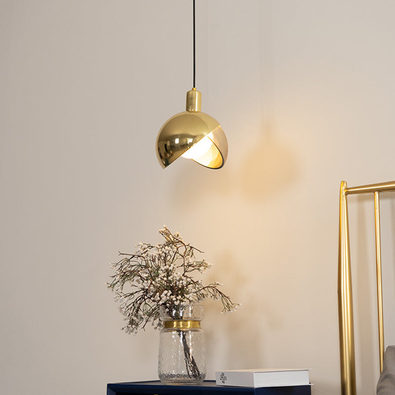 Luce a sospensione singolo a globo di ottone antico nella moderna lampada a sospensione di ferro elettroplate artistico