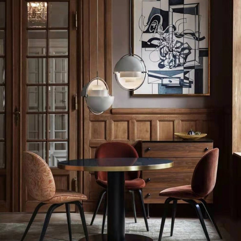 Moderne künstlerische Einzelhänge -Lampen -Elektroplatte Metall Geometrischer Anhänger Licht für Esszimmer