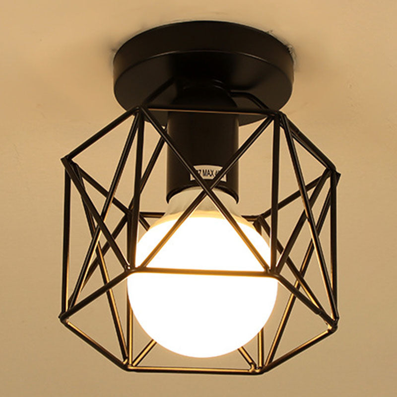 Luminaire encastré industriel à 1 lumière en métal géométrique, noir