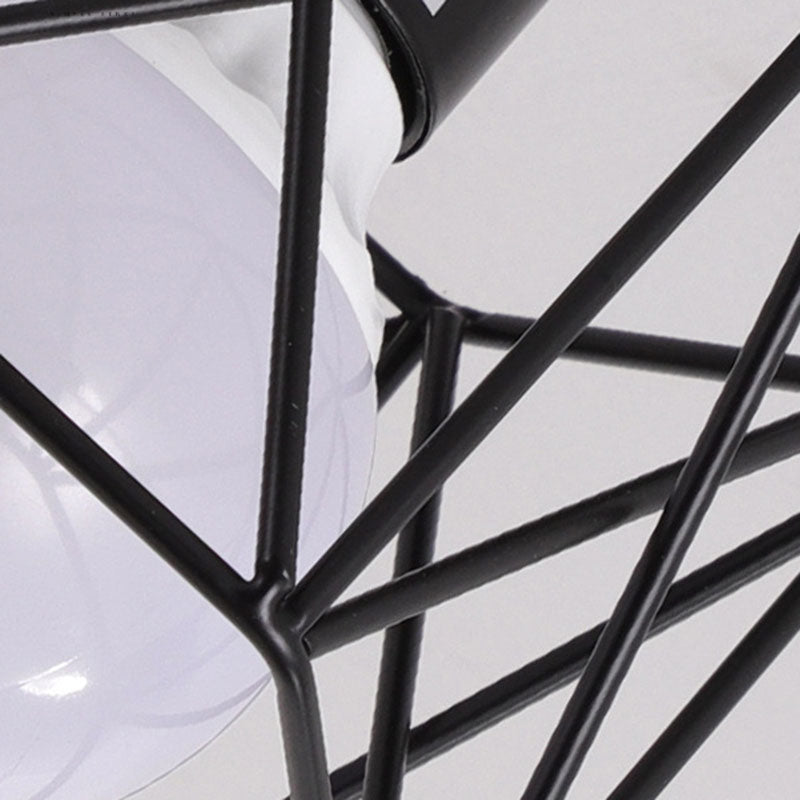 Geometric Light Industrial 1 Light Metal Flush Mount Light Fixture in Black