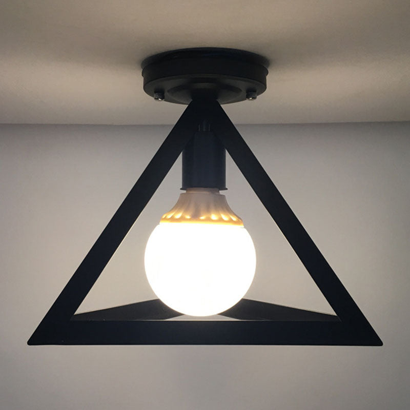 Geometrische Hanger Licht Industriële Stijl 1 Light Metal Flush Mount Light Fixture in Zwart