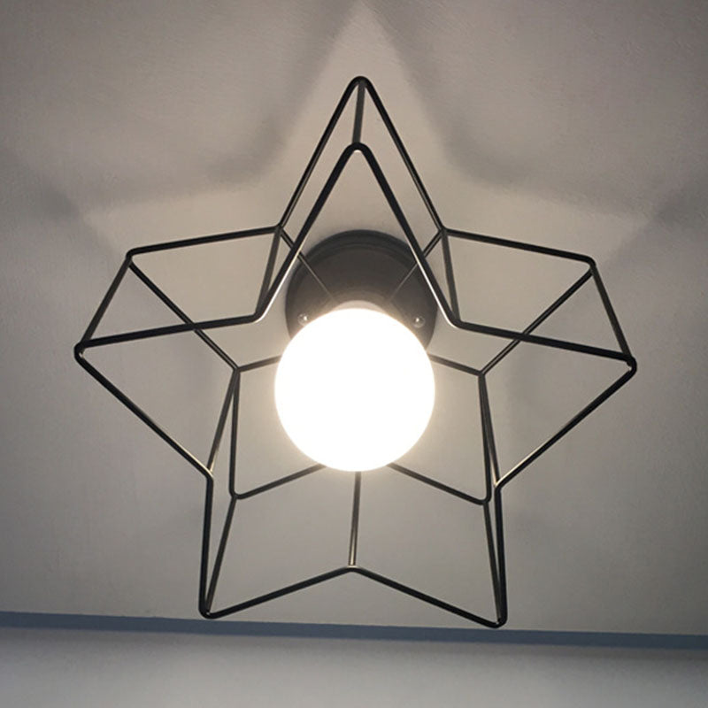 Geometrische Hanger Licht Industriële Stijl 1 Light Metal Flush Mount Light Fixture in Zwart