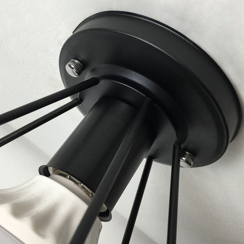 Geometrische Hanger Licht Industriële Stijl 1 Light Metal Flush Mount Light Fixture in Zwart