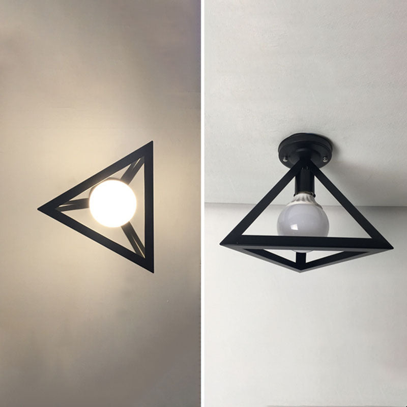 Geometrische Hanger Licht Industriële Stijl 1 Light Metal Flush Mount Light Fixture in Zwart