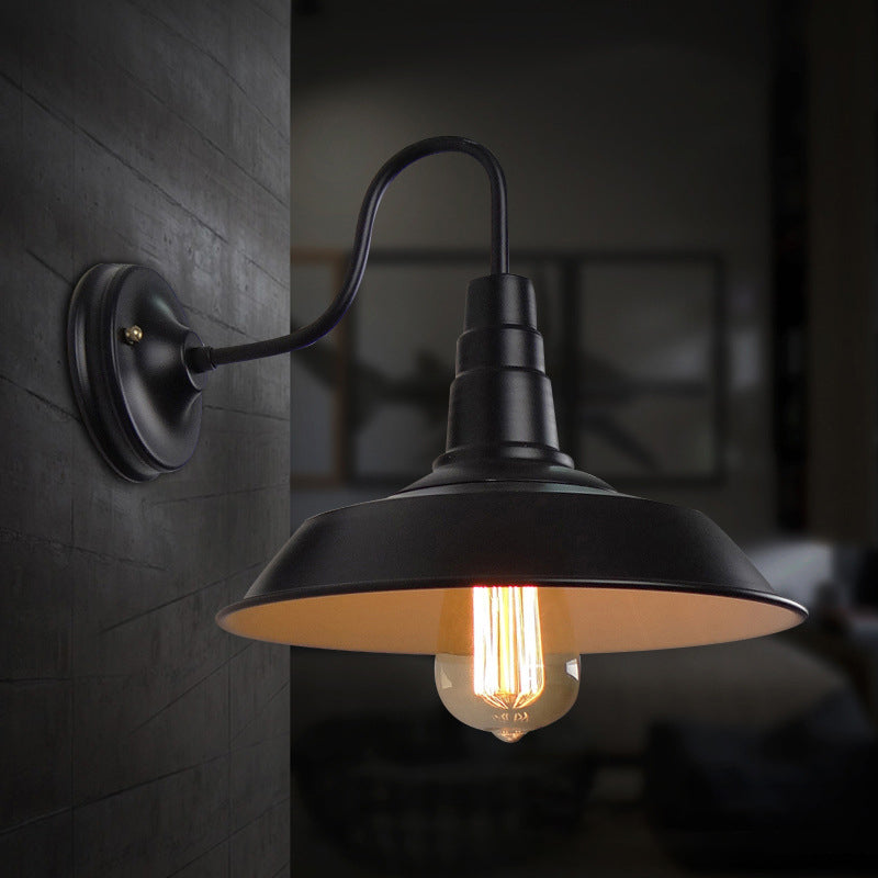 1 Light Metal Geometric Wall Lighting Fixtures Industrial Style Wall Mounted Light Fixture in Black