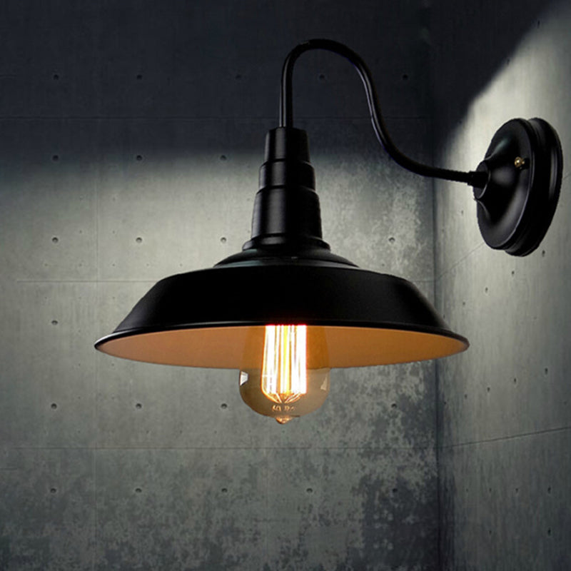 1 Light Metal Geometric Wall Lighting Fixtures Industrial Style Wall Mounted Light Fixture in Black
