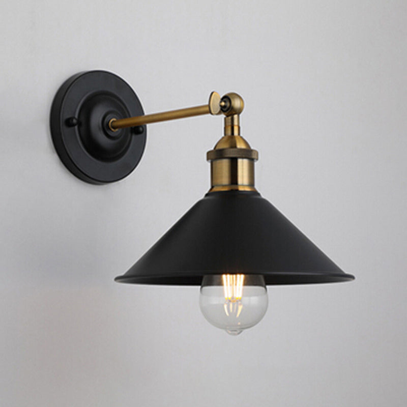 1 Light Metal Geometric Wall Lighting Fixtures Industrial Style Wall Mounted Light Fixture in Black