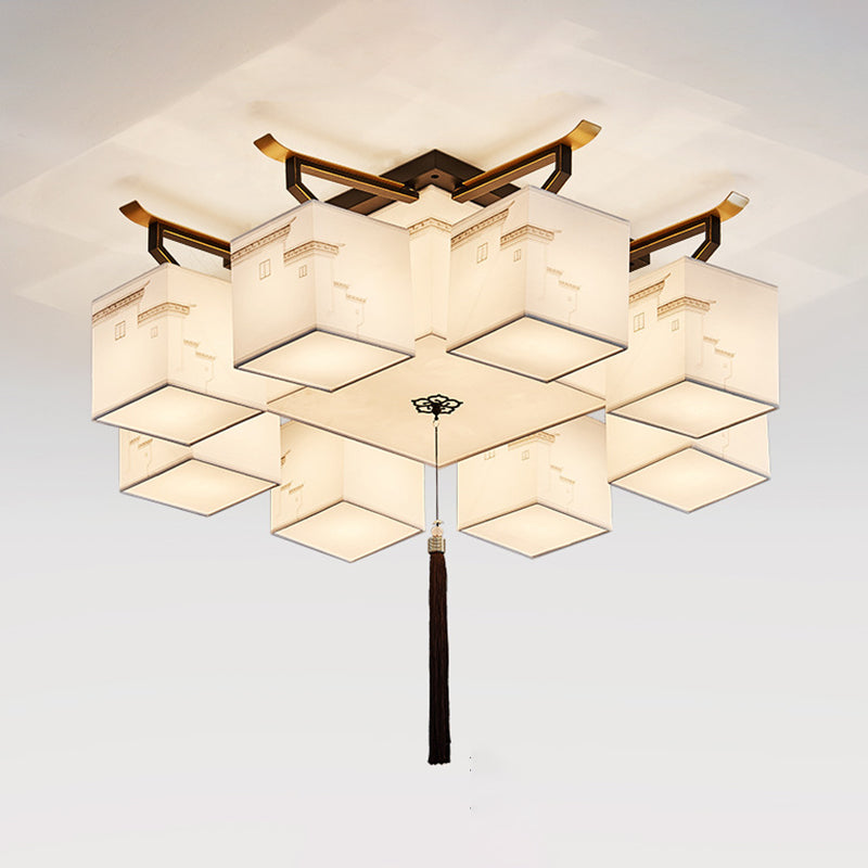 Plafonnier affleurant de Style traditionnel, abat-jour en tissu, luminaire pour salon