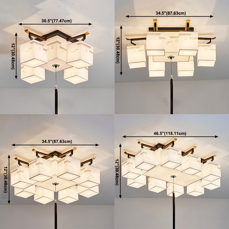 Plafonnier affleurant de Style traditionnel, abat-jour en tissu, luminaire pour salon