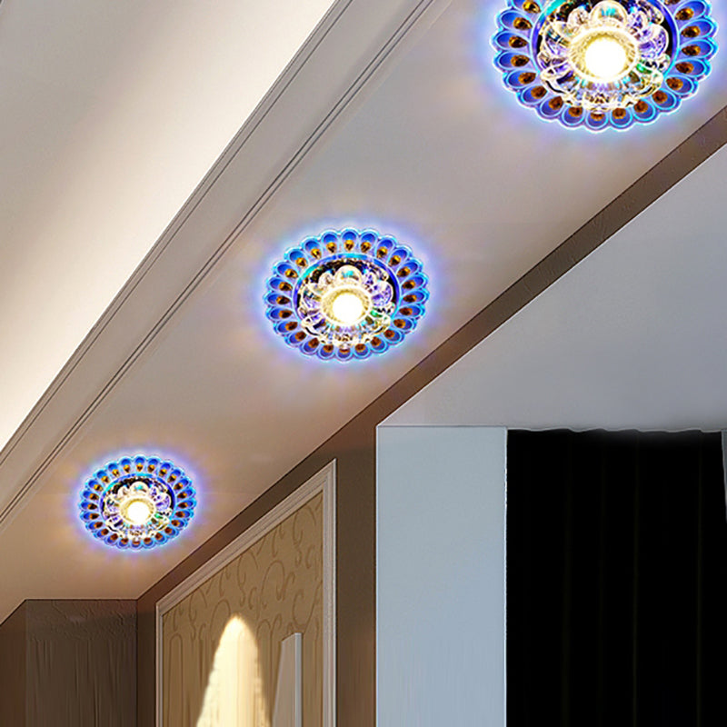 Mini luz de techo de cristal LED de estilo moderno, luz de techo empotrada con orificio de 2-3,5 pulgadas de diámetro
