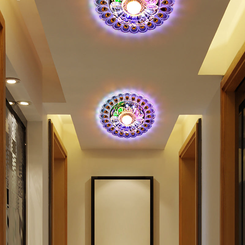 Mini luz de techo de cristal LED de estilo moderno, luz de techo empotrada con orificio de 2-3,5 pulgadas de diámetro