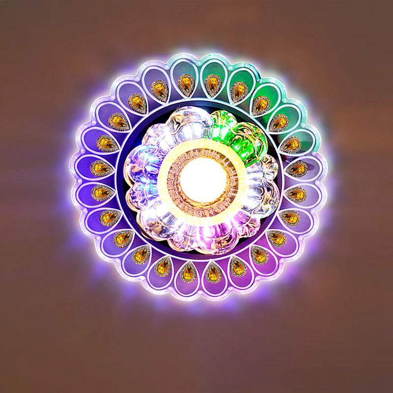 Modern Style Mini LED Crystal Ceiling Light Flush Mount Ceiling Light with Hole 2-3.5'' Dia