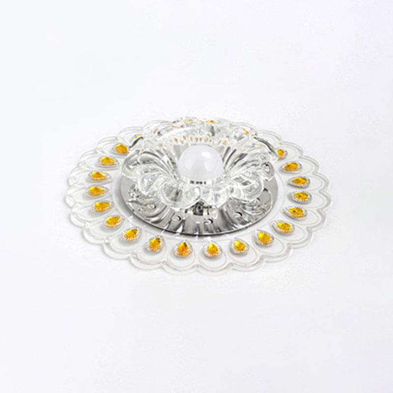 Modern Style Mini LED Crystal Ceiling Light Flush Mount Ceiling Light with Hole 2-3.5'' Dia