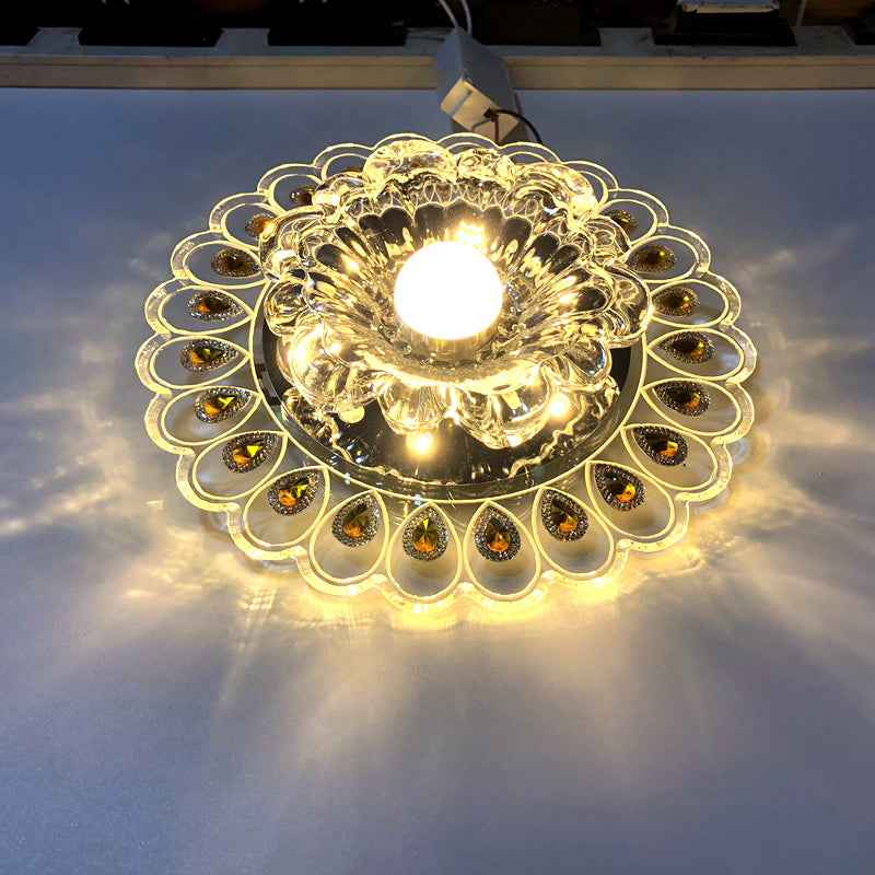 Modern Style Mini LED Crystal Ceiling Light Flush Mount Ceiling Light with Hole 2-3.5'' Dia