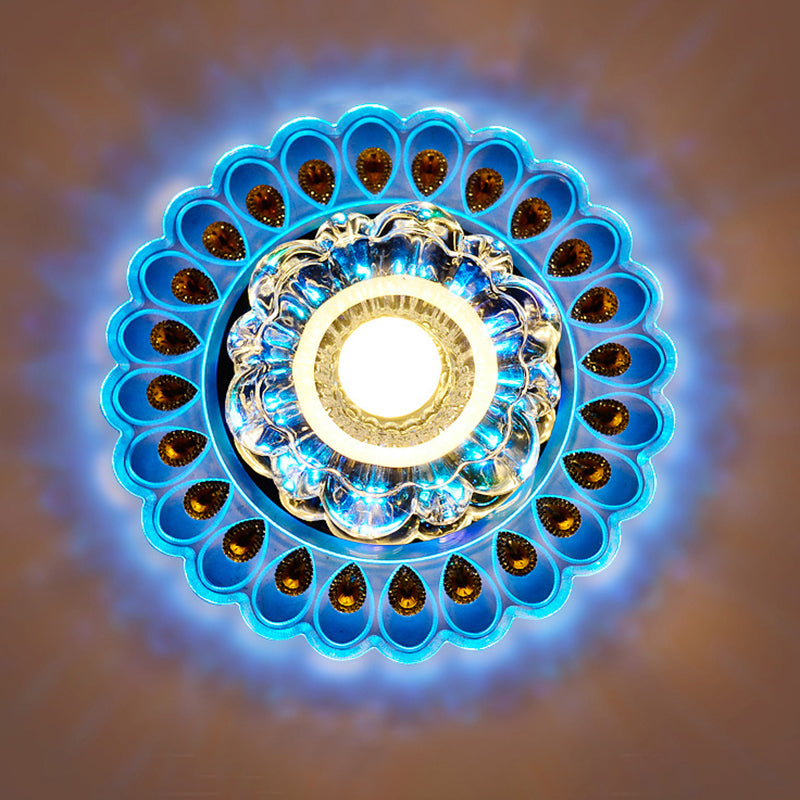 Modern Style Mini LED Crystal Ceiling Light Flush Mount Ceiling Light with Hole 2-3.5'' Dia