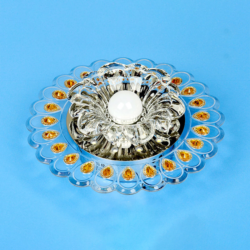 Modern Style Mini LED Crystal Ceiling Light Flush Mount Ceiling Light with Hole 2-3.5'' Dia
