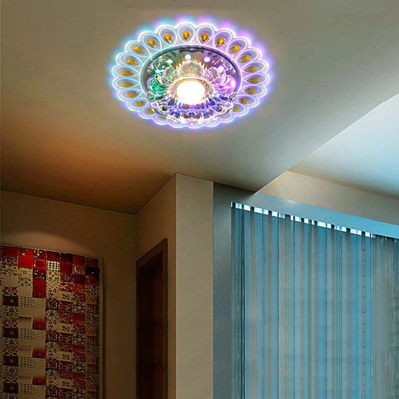 Mini luz de techo de cristal LED de estilo moderno, luz de techo empotrada con orificio de 2-3,5 pulgadas de diámetro