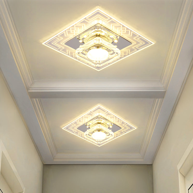 Plafonnier LED en cristal de style moderne, plafonnier encastré avec trou de 2 à 4 pouces de diamètre