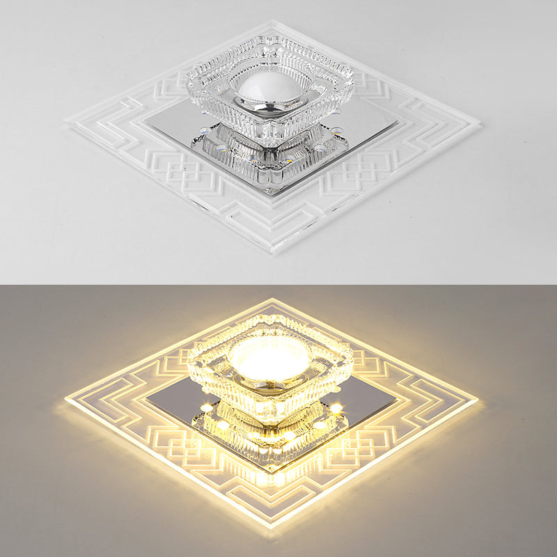 Plafonnier LED en cristal de style moderne, plafonnier encastré avec trou de 2 à 4 pouces de diamètre