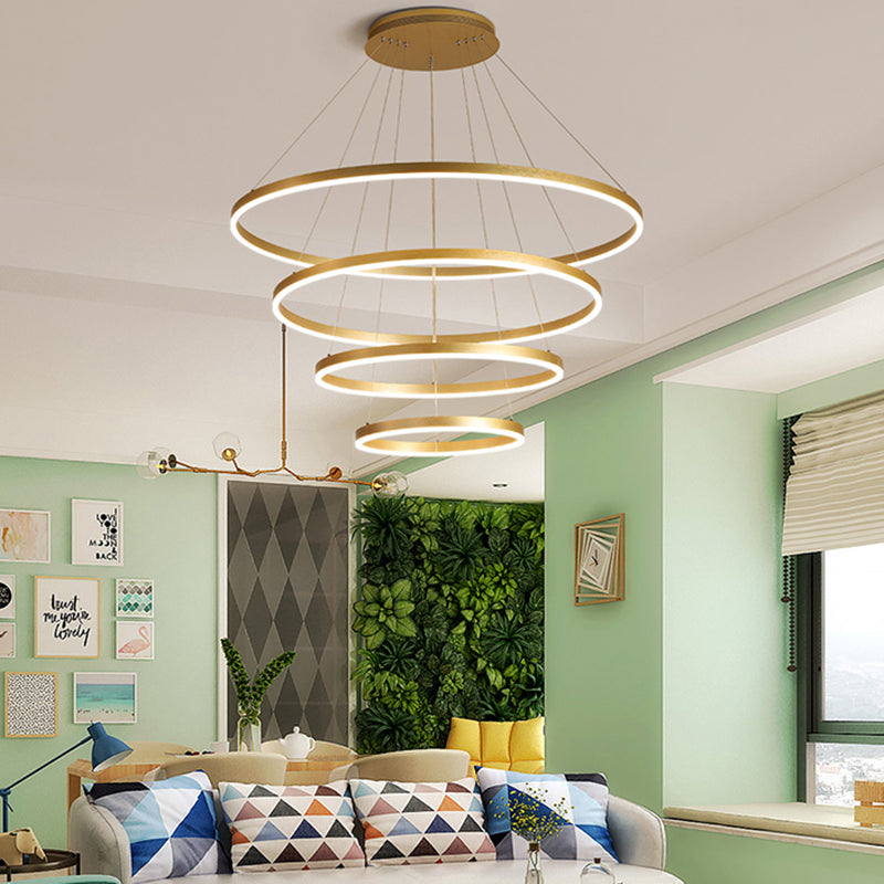 Lampada lampadina a più strati Fissature di illuminazione ad anello moderno con tonalità acrilica bianca