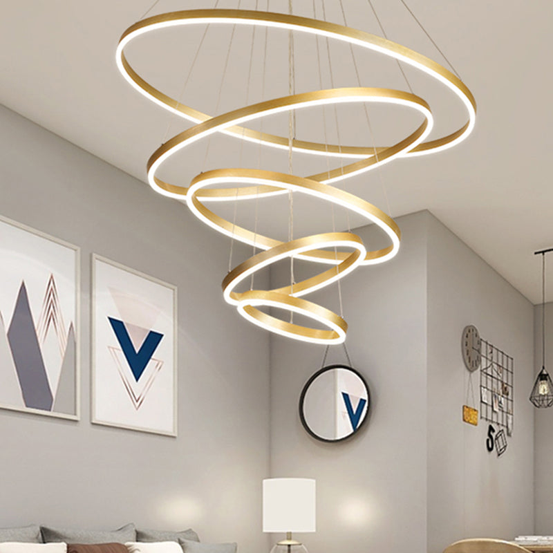 Lampada lampadina a più strati Fissature di illuminazione ad anello moderno con tonalità acrilica bianca