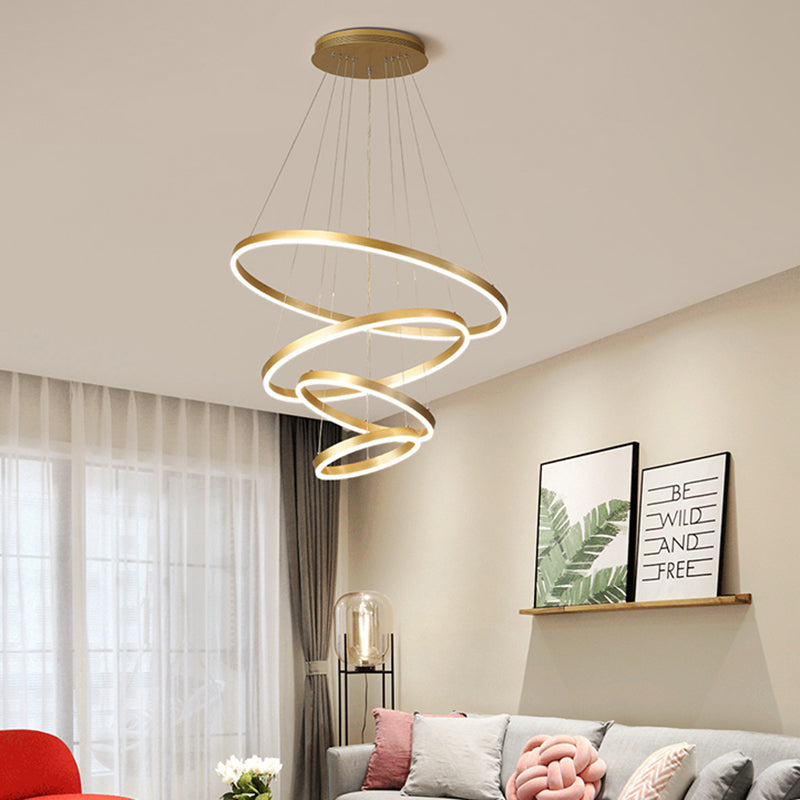 Lampada lampadina a più strati Fissature di illuminazione ad anello moderno con tonalità acrilica bianca