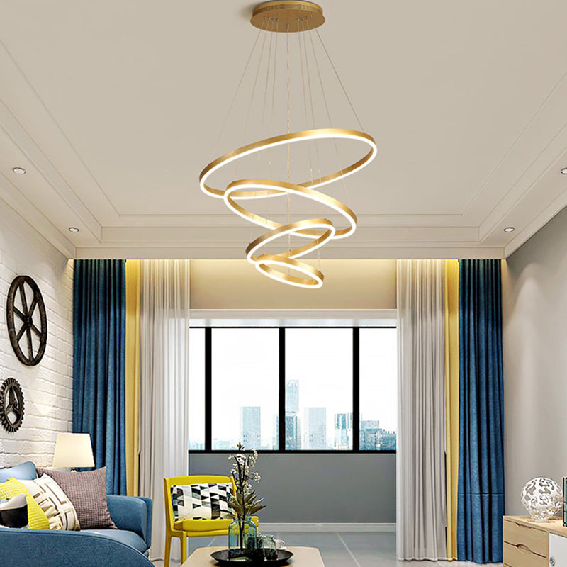 Lampada lampadina a più strati Fissature di illuminazione ad anello moderno con tonalità acrilica bianca