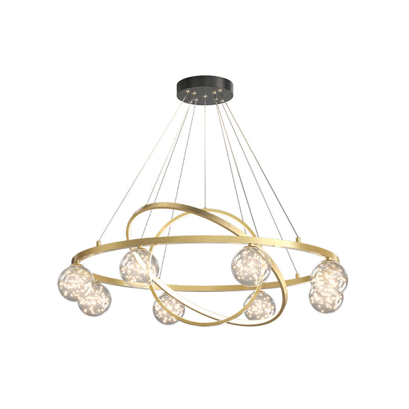 Moderne ring kroonluchter verlichtingsarmaturen multidichte restaurant hangende lamp met bol schaduw