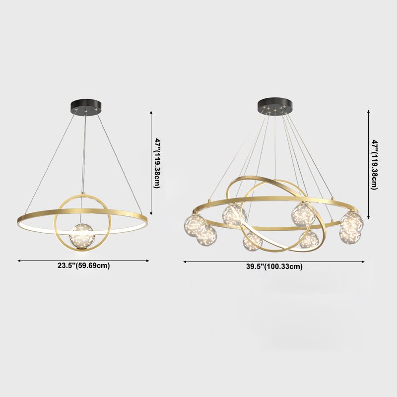 Moderne ring kroonluchter verlichtingsarmaturen multidichte restaurant hangende lamp met bol schaduw